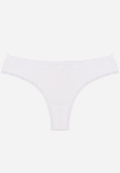 Białe Majtki z Bawełną Typu Stringi Ozdobione Koronką Cirilise. Białe stringi Born2be, bez wzorów, z bawełny. Za 7.99 zł.