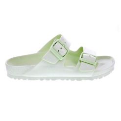 Klapki damskie Birkenstock Arizona Eva. Zielone klapki Birkenstock, bez wzorów, z materiału, bez obcasa. Za 329.00 zł.