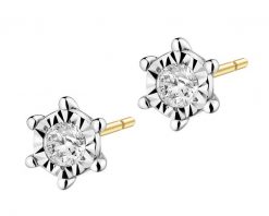 Kolczyki z żółtego i białego złota z brylantami - 0,15 ct - próba 585. Białe kolczyki Apart, z brylantem, złote. Za 2,590.00 zł.