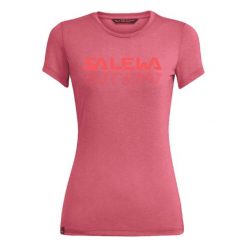 Koszulka turystyczna damska Salewa Graphic Dry T-Shirt. Czerwone koszulki sportowe Salewa, bez wzorów, z bawełny, bez ramiączek. Za 101.85 zł.