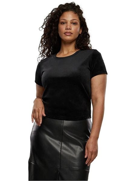 Urban Classics Koszulka aksamitna w kolorze czarnym rozmiar: L. Czarne bluzki Urban Classics, l, bez wzorów, bez kołnierzyka, bez ramiączek. Za 35.18 zł.