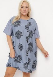 Niebieska Bawełniana Sukienka z Krótkim Rękawem z Kieszeniami i Guzikami Bellilla. Niebieskie sukienki Born2be, do pracy, l, bez wzorów, z bawełny, biznesowe, bez kołnierzyka, plus size, bez ramiączek, mini, dopasowane. Za 79.99 zł.