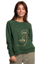 Klasyczna Bluza Dresowa z Nadrukiem - Trawiasta. Zielone bluzy MOE, l, bez wzorów, z bawełny, bez kaptura. Za 219.90 zł.