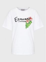 Ermanno Firenze T-Shirt D42EL036EK8 Biały Regular Fit. Białe t-shirty Ermanno Firenze, bez wzorów, z bawełny, bez kołnierzyka, bez ramiączek. Za 158.99 zł.