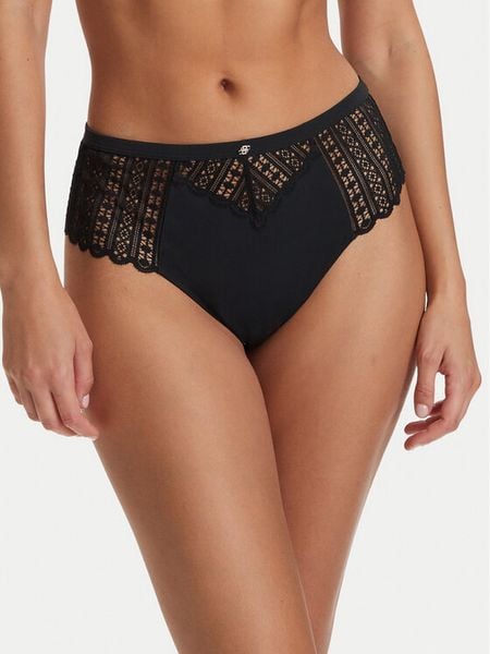 BOSS Stringi Guipure 50561143 Czarny. Czarne stringi Boss, bez wzorów, z syntetyku. Za 199.99 zł.