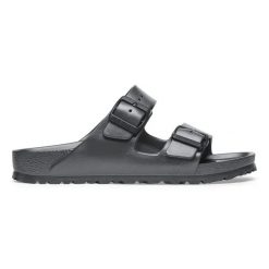 Birkenstock Arizona EVA Metallic Anthracite Klapki damskie. Szare klapki Birkenstock, bez wzorów, z materiału, bez obcasa. Za 219.99 zł.
