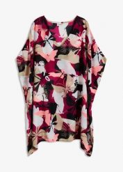 Tunika plażowa oversize. Fioletowe tuniki bonprix, na plażę, bez wzorów, eleganckie, bez kołnierzyka, bez ramiączek. Za 69.99 zł.