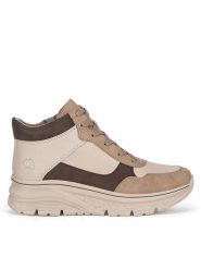 Rieker Trzewiki 48002-60 Beżowy. Brązowe botki Rieker, bez wzorów, ze skóry, bez obcasa, na płaskiej podeszwie, bez zapięcia. Za 303.00 zł.