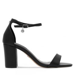 Sandały Nine West. Czarne sandały Nine West, bez wzorów, bez obcasa, na słupku, bez zapięcia. Za 229.99 zł.