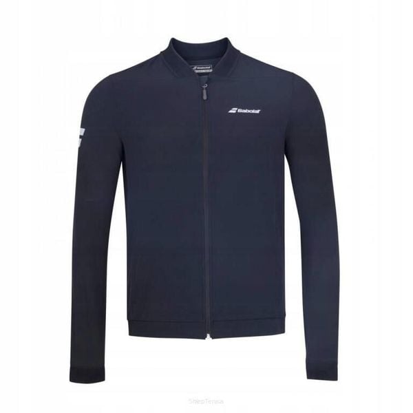 Bluza tenisowa juniorska Babolat Play Jacket. Czarne bluzy BABOLAT, bez wzorów, z dresówki, bez kaptura. Za 155.99 zł.
