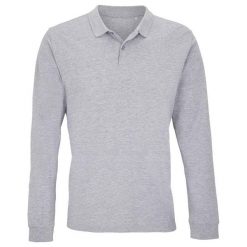 Koszulka Polo Z Długim Rękawem Dla Dorosłych Unisex Planet. Szare bluzki SOL'S, s, bez wzorów, casualowe, bez kołnierzyka, bez ramiączek. Za 98.99 zł.