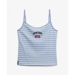 Damski tank top Superdry Athletic Essential. Niebieskie bielizna sportowa Superdry, bez wzorów, bez kołnierzyka, bez ramiączek. Za 104.80 zł.