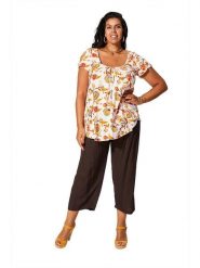 Aller Simplement Koszulka w kolorze biało-pomarańczowym rozmiar: 46/48. Białe bluzki Aller Simplement, bez wzorów, z wiskozy, klasyczne, bez kołnierzyka, bez ramiączek. Za 56.99 zł.