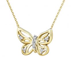 Naszyjnik z żółtego złota z diamentami - motyl - 0,03 ct - próba 375. Żółte naszyjniki Apart, z diamentem, złote. Za 1,490.00 zł.