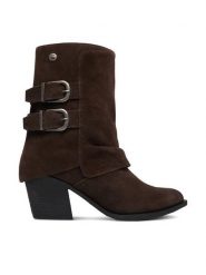 G-STAR Kowbojki CEO-59132-04R Brązowy. Brązowe botki G-Star, bez wzorów, ze skóry, bez obcasa, na słupku, bez zapięcia. Za 399.99 zł.
