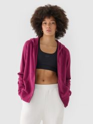 4F Bluza dresowa rozpinana z kapturem damska - fioletowa M. Fioletowe bluzy sportowe 4f, m, bez wzorów, z bawełny, z kapturem. W wyprzedaży za 119.99 zł.
