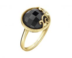 Pierścionek z żółtego złota z diamentem i onyksem - próba 585. Żółte pierścionki Apart, z diamentem, złote. Za 2,390.00 zł.
