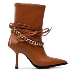 Botki Rage Age. Brązowe botki Rage Age, bez wzorów, bez obcasa, na szpilce, bez zapięcia. Za 349.99 zł.