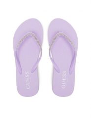 Guess Japonki E5GZ05BB00F Fioletowy. Fioletowe klapki Guess, z aplikacjami, z tworzywa sztucznego, bez obcasa. Za 129.99 zł.