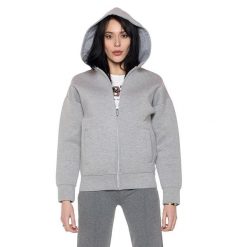 Bluza z kaptur na co dzień na siłownię. Niebieskie bluzy sportowe LEONE 1947 APPAREL, bez wzorów, z bawełny, bez kaptura. W wyprzedaży za 224.31 zł.