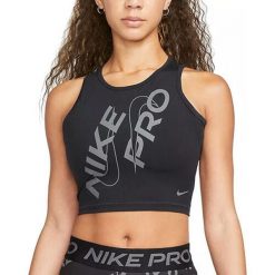 Koszulka Sportowa Damska Nike Pro Dri‑Fit. Czarne koszulki sportowe Nike, bez wzorów, bez ramiączek, na fitness i siłownię, dri-fit (nike). Za 154.00 zł.