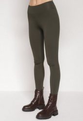 Ciemnozielone Klasyczne Legginsy z Regularnym Stanem Ralindia. Zielone legginsy Born2be, l, bez wzorów, z jeansu, długie. Za 39.99 zł.