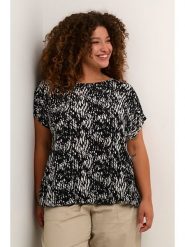 KAFFE curve Bluzka "Cami" w kolorze czarno-białym rozmiar: 52. Białe bluzki KAFFE curve, s, bez wzorów, z wiskozy, klasyczne, bez kołnierzyka, bez ramiączek. Za 69.99 zł.