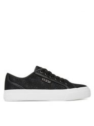 Guess Tenisówki FLTJX9 FAL12 Czarny. Czarne trampki Guess, z aplikacjami, z materiału, bez zapięcia. Za 419.99 zł.