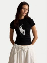 Polo Ralph Lauren T-Shirt 211A96259003 Czarny Slim Fit. Czarne koszulki polo Polo Ralph Lauren, m, bez wzorów, z bawełny, bez kołnierzyka, bez ramiączek. Za 549.99 zł.