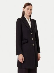 Motivi Płaszcz wełniany 0039Q100534N Czarny Slim Fit. Czarne płaszcze Motivi, na zimę, bez wzorów, z wełny, bez kaptura. Za 799.99 zł.