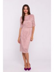 Stylove Sukienka w kolorze jasnoróżowym rozmiar: L. Różowe sukienki Stylove, na co dzień, l, bez wzorów, z koronki, bez kołnierzyka, bez ramiączek, midi, proste. Za 350.45 zł.