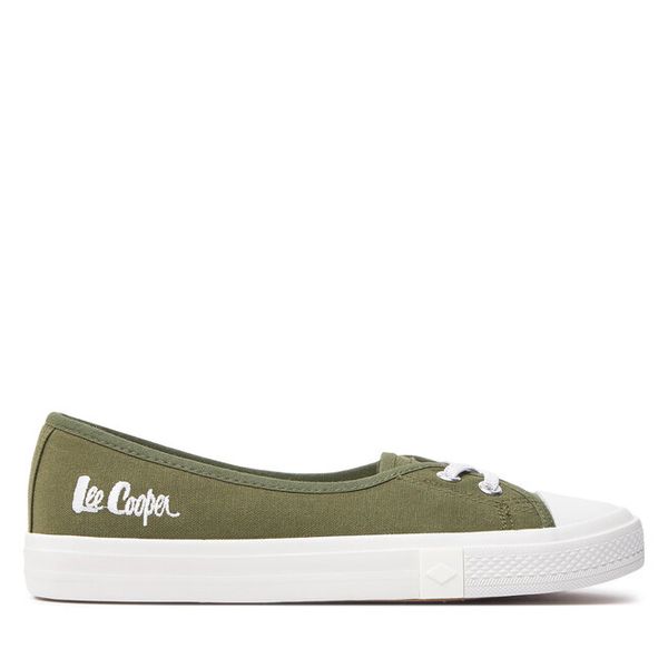 Trampki Lee Cooper. Zielone trampki Lee Cooper, bez wzorów, bez zapięcia. Za 99.99 zł.