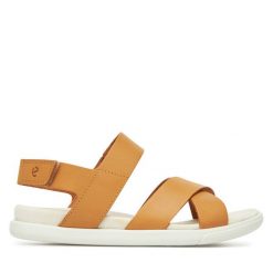 Sandały ECCO. Brązowe sandały ecco, bez wzorów, bez obcasa, na płaskiej podeszwie, bez zapięcia. Za 469.99 zł.