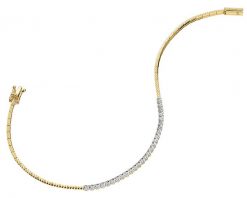 Bransoletka z żółtego złota z brylantami - 18 cm - 0,14 ct - próba 585. Żółte bransoletki Apart, z brylantem, złote. Za 7,190.00 zł.