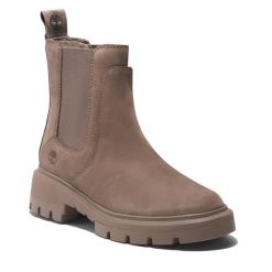 Sztyblety Timberland. Brązowe botki Timberland, bez wzorów, bez obcasa, na płaskiej podeszwie, bez zapięcia. Za 559.99 zł.