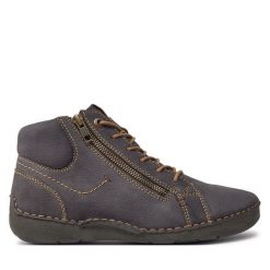 Botki Josef Seibel. Szare botki Josef Seibel, bez wzorów, bez obcasa, na płaskiej podeszwie, bez zapięcia. Za 429.99 zł.