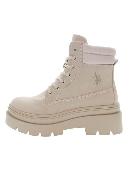 U.S. Polo Assn. Botki w kolorze kremowym rozmiar: 35. Białe botki U.S. Polo Assn., bez wzorów, bez obcasa, bez zapięcia. Za 234.95 zł.