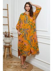 Fleur de Lin Lniana sukienka w kolorze pomarańczowym rozmiar: M. Pomarańczowe sukienki Fleur de Lin, na co dzień, m, bez wzorów, ze lnu, bez kołnierzyka, bez ramiączek, maxi, proste. Za 294.28 zł.