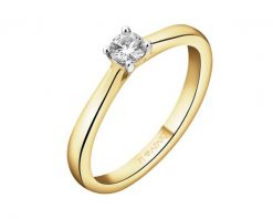 Pierścionek z żółtego złota z brylantem - 0,18 ct - próba 750. Żółte pierścionki Apart, z brylantem, złote. Za 5,690.00 zł.