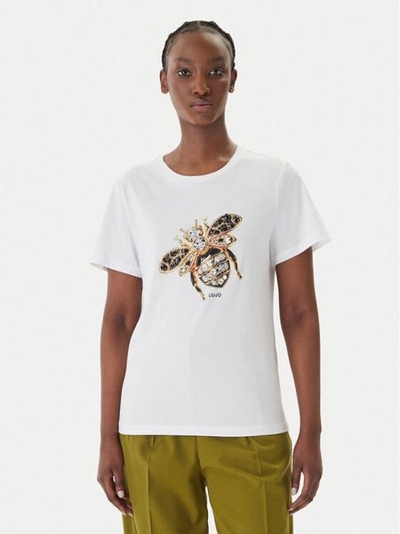 Liu Jo T-Shirt WA6237 JS923 Biały Regular Fit. Białe t-shirty Liu Jo, s, bez wzorów, z bawełny, bez kołnierzyka, bez ramiączek. Za 178.99 zł.