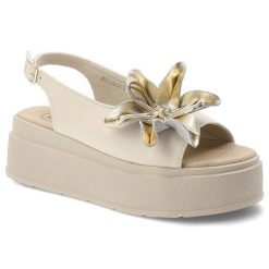 Sandały damskie Filippo, cholewka ze skóry naturalnej zapinane na sprzączkę, beżowe, DS7629/26. Brązowe sandały Filippo, z aplikacjami, ze skóry, eleganckie, bez obcasa, na platformie, bez zapięcia. Za 179.00 zł.