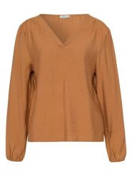 Cross Jeans Bluzka w kolorze jasnobrązowym rozmiar: M. Brązowe bluzki Cross Jeans, m, bez wzorów, z jeansu, bez kołnierzyka, bez ramiączek. Za 48.28 zł.