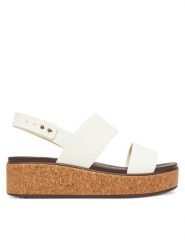 Crocs Sandały Brooklyn Cork Low Wedge 211144 Czarny. Czarne sandały Crocs, bez wzorów, z tworzywa sztucznego, bez obcasa, na płaskiej podeszwie, bez zapięcia. Za 269.99 zł.