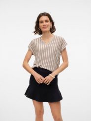 Vero Moda Koszulka "Lana" w kolorze beżowo-białym rozmiar: XS. Białe bluzki Vero Moda, xs, bez wzorów, bez kołnierzyka, bez ramiączek. Za 33.13 zł.