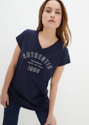 Długi T-shirt z czystej bawełny organicznej. Zielone t-shirty bonprix, bez wzorów, z bawełny, bez kołnierzyka, bez ramiączek. Za 52.99 zł.