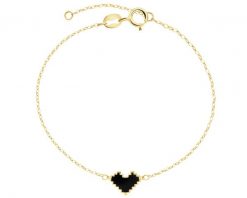 Złota bransoletka z emalią - serce. Żółte bransoletki Apart, złote. Za 489.00 zł.