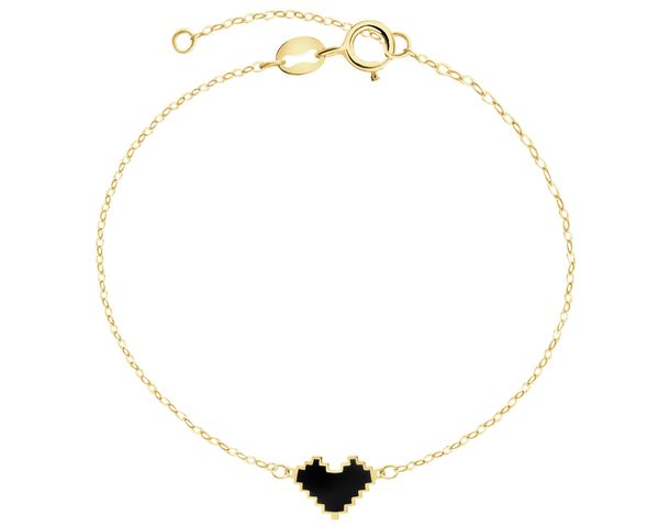 Złota bransoletka z emalią - serce. Żółte bransoletki Apart, złote. Za 489.00 zł.