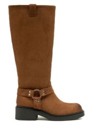 C'M Kozaki w kolorze jasnobrązowym rozmiar: 39. Brązowe kozaki C'M, na zimę, bez obcasa, bez zapięcia. Za 173.99 zł.