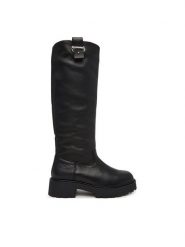 Calvin Klein Kozaki Chunky High Boot Lth Hdw HW0HW03201 Czarny. Czarne kozaki Calvin Klein, ze skóry, bez obcasa, na płaskiej podeszwie, bez zapięcia. Za 899.99 zł.