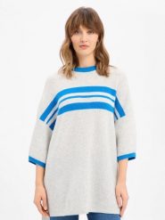 American vintage Damska koszula z dzianiny z wełną - Damsville Kobiety Sztuczne włókno szary|niebieski w paski, ONE SIZE. Niebieskie koszule American Vintage, bez wzorów, z dzianiny, sportowe, bez kołnierzyka, bez ramiączek. Za 629.95 zł.